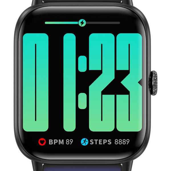 Obaku Smartwatch med sort urkasse og blå + sort rem – 1,83" skærm